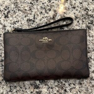 Coach Signature Brown Wristlet